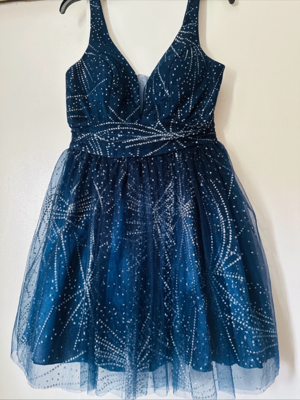 B. Smart Navy Sparkle Tulle Mini Dress